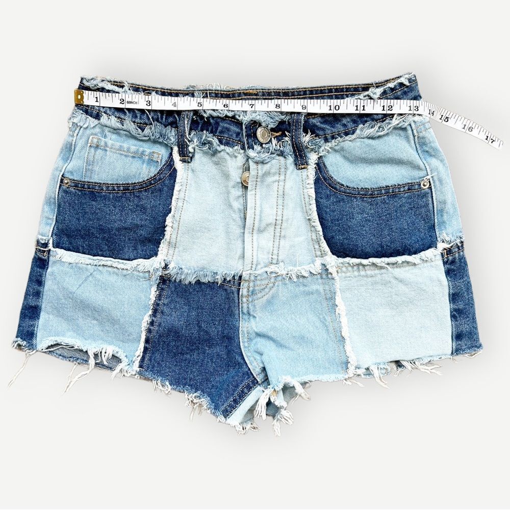 Wild Fable High Rise Patchwork 2 Inch Denim Cutoff Jean Shorts. 0. 25. - Picture 7 of 13